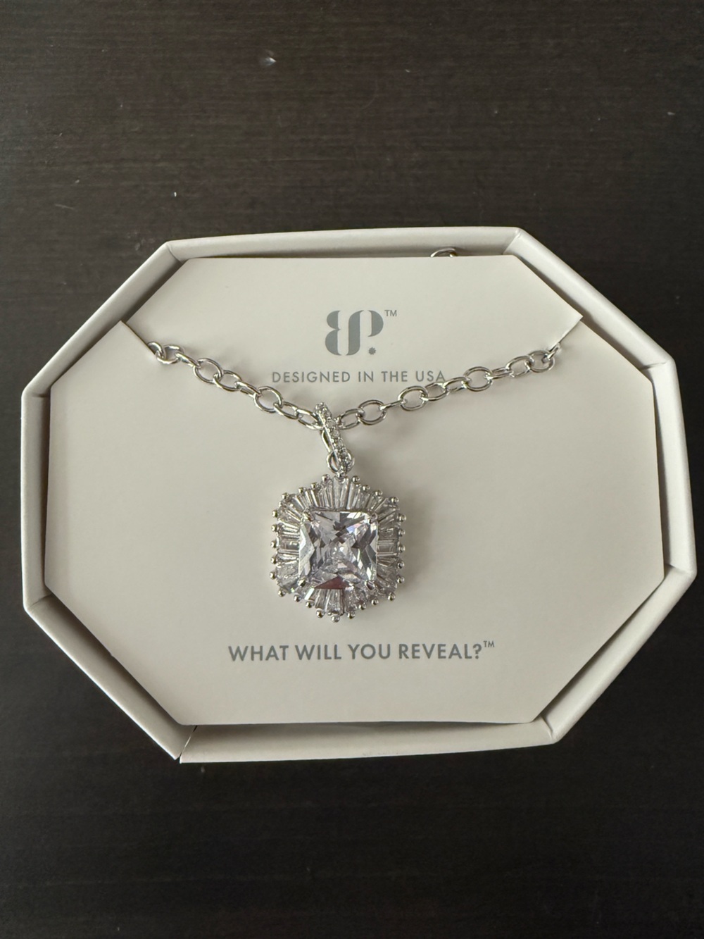 Bomb Party Make it a Moment Diamond Cubic Zirconia Pendant necklace on Rhodium